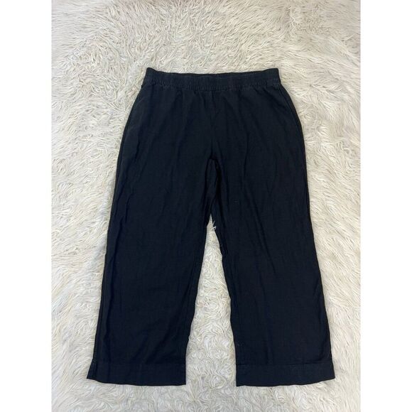Old Navy Womens XL Black High Rise Wide Leg Linen  Blend Elastic Pull On Pants - Picture 7 of 10